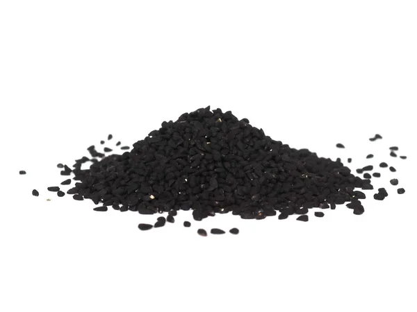 Nigella Sativa (cominho preto) sementes sobre branco — Fotografia de Stock