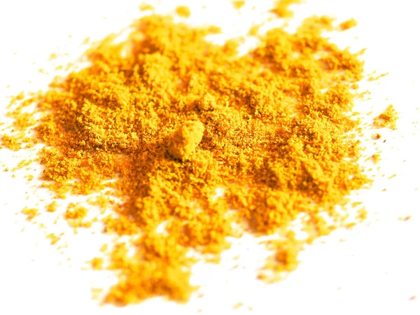 Curry pulver blandning över vita — Stockfoto