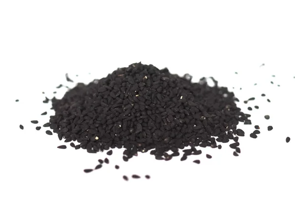 Nigella Sativa (Black Cumin) semi su bianco — Foto Stock