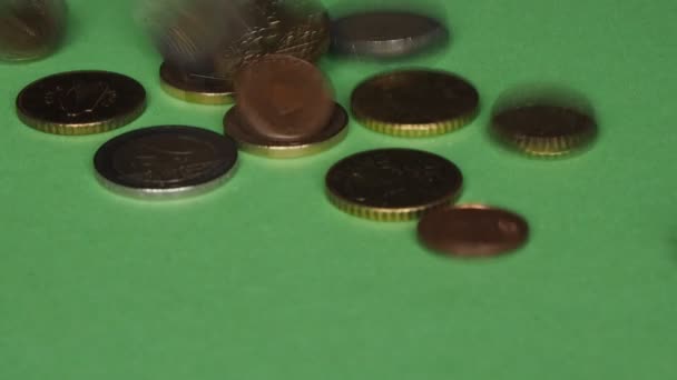 Euro coins falling — Stock Video