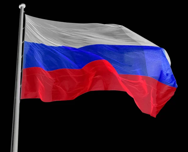 Bandeira russa da Rússia sobre preto — Fotografia de Stock