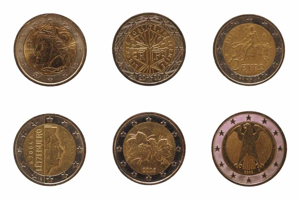 Mnoho mince 2 euro, Evropská unie — Stock fotografie