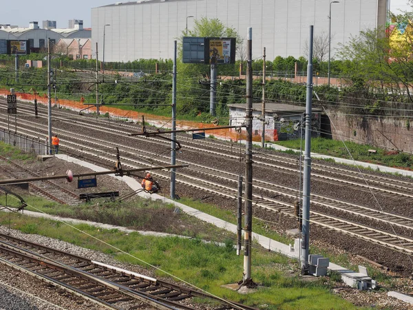 Binario ferroviario a Milano — Foto Stock