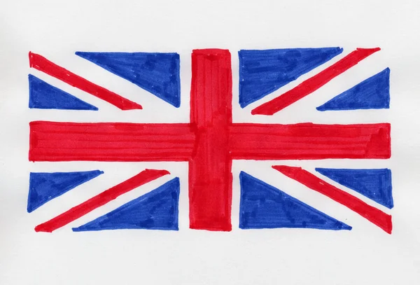 英国的手画的旗子 (英国) 又名工会杰克 — 图库照片