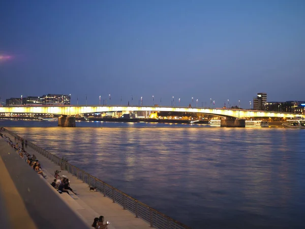 Deutz bridge over River Rhine in Koeln — стокове фото