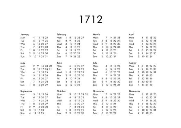 Calendario del año 1712 —  Fotos de Stock