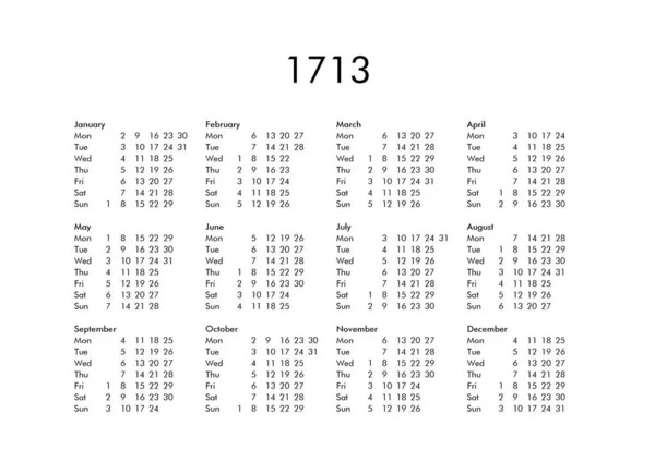 Az 1713. év naptár — Stock Fotó