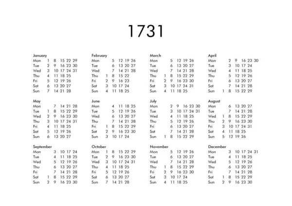 Calendario del año 1731 —  Fotos de Stock