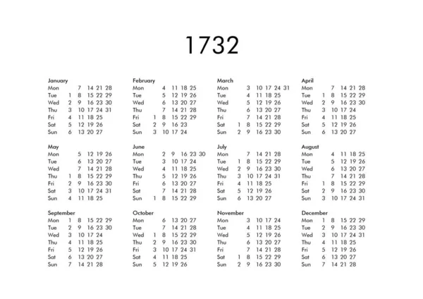 Az 1732. év naptár — Stock Fotó