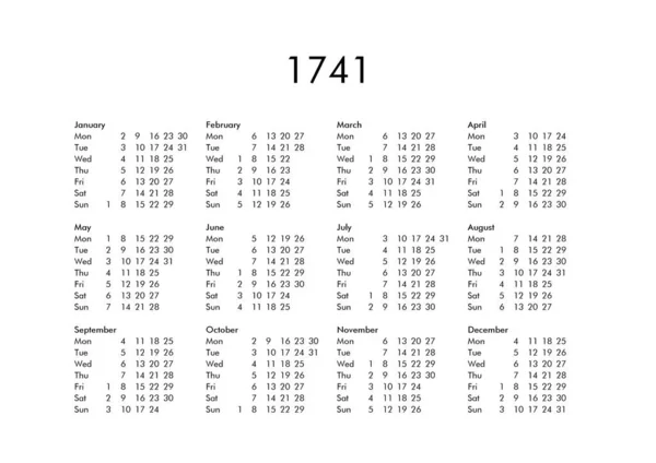Calendario del año 1741 —  Fotos de Stock