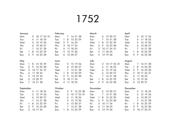 Календар року 1752 — стокове фото