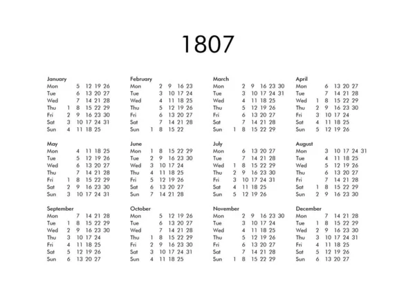 Kalendář roku 1807 — Stock fotografie