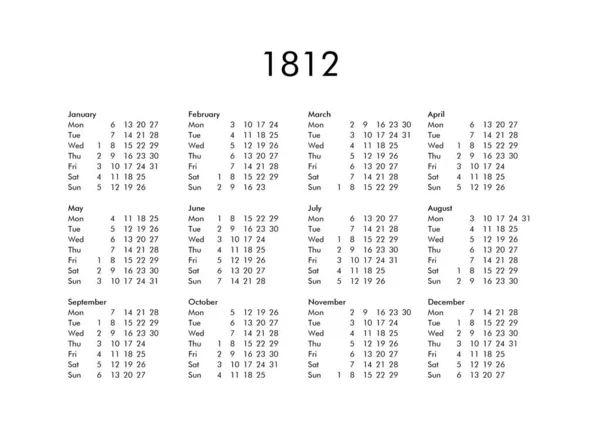 Calendar of year 1812 — Stock Photo, Image