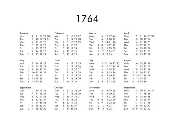 Calendario del año 1764 —  Fotos de Stock