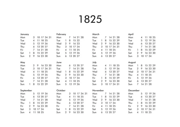 Calendario del año 1825 —  Fotos de Stock