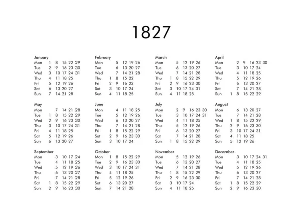 Calendario del año 1827 —  Fotos de Stock