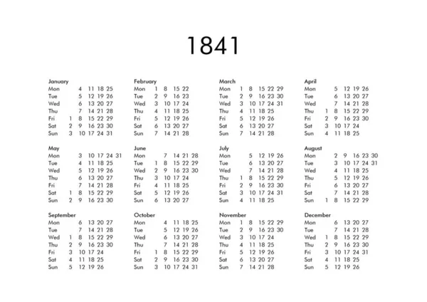 Kalendář roku 1841 — Stock fotografie