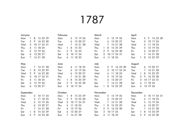 Calendario dell'anno 1787 — Foto Stock