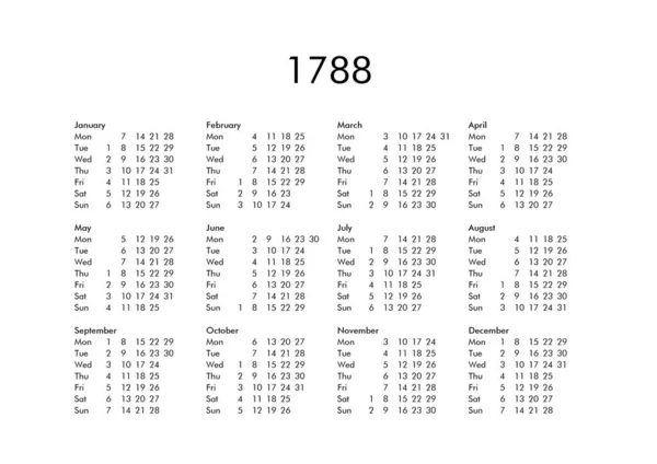 Calendário do ano 1788 — Fotografia de Stock