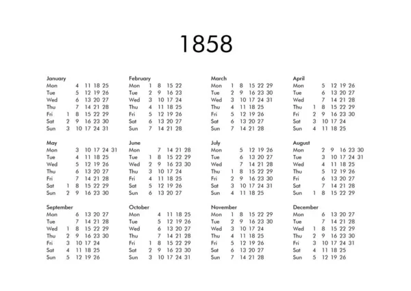 Kalendář roku 1858 — Stock fotografie