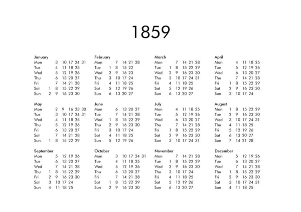 Calendar of year 1859 — Stock Photo, Image