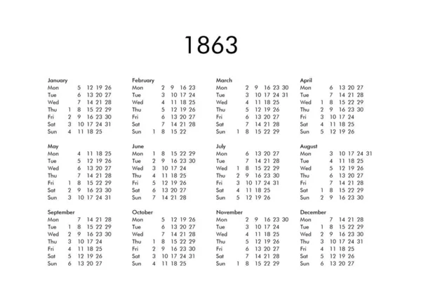 Calendario del año 1863 —  Fotos de Stock