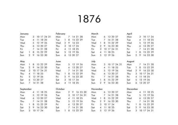 Kalendář roku 1876 — Stock fotografie