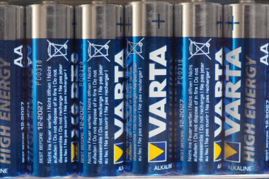 HANNOVER - NOV 2019: Varta pack of batteries clipart