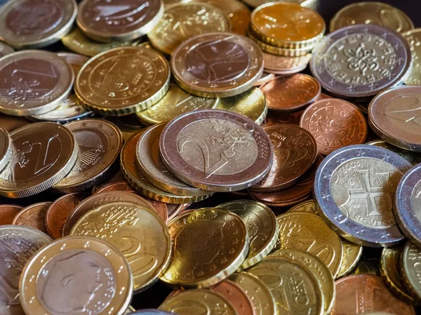 Monedas en euros, Unión Europea — Foto de Stock