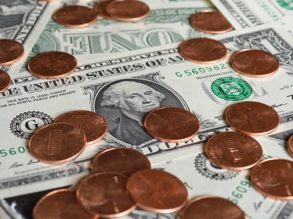 Uang kertas dan koin dolar, Amerika Serikat — Stok Foto