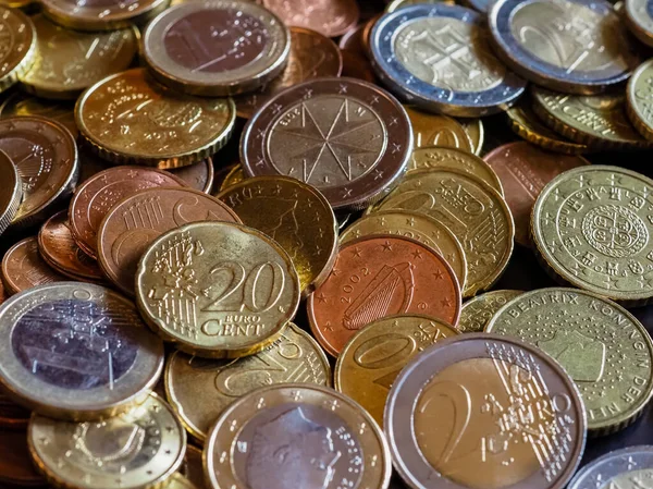 Monedas en euros, Unión Europea —  Fotos de Stock