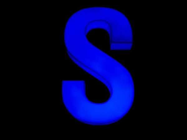Blauwe neon letter S — Stockfoto