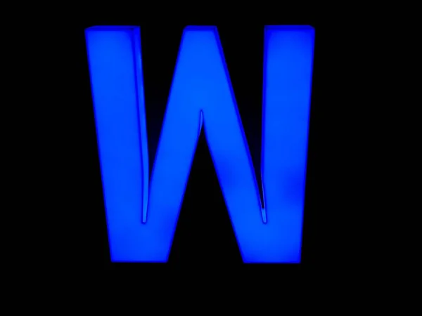 Carta de néon azul W — Fotografia de Stock