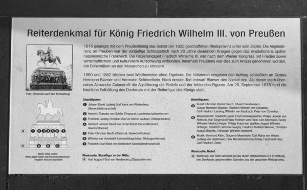 Kung Friedrich Wilhelm Iii minnesmärke i Koeln — Stockfoto