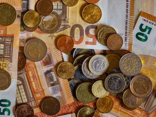 Euro notes and coins, European Union — Stock Photo, Image
