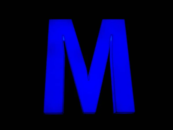 Blauwe neon letter M — Stockfoto