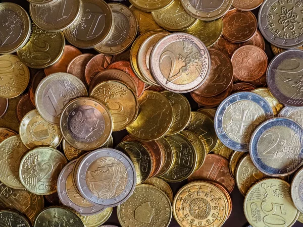 Monedas en euros, Unión Europea —  Fotos de Stock