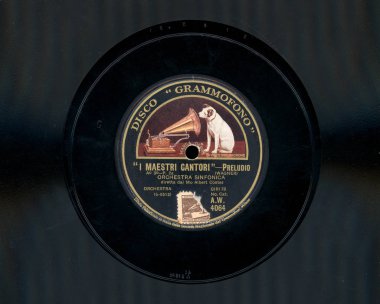 MILAN - DEC 2019: Vintage 78 rpm shellac record label clipart