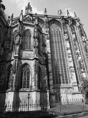 Aachen 'de Aachener Dom, siyah beyaz