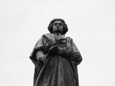 Bonn 'da Beethoven Denkmal (1845), siyah ve beyaz