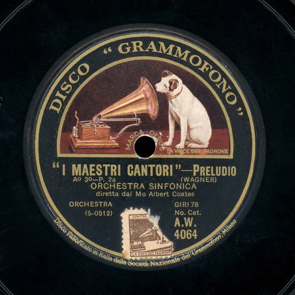 MILAN - CIRCA DECEMBER 2019: Vintage 78 rpm shellac record label — Stock Photo, Image