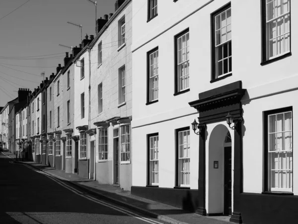 Bridge Street in Chepstow, zwart-wit — Stockfoto