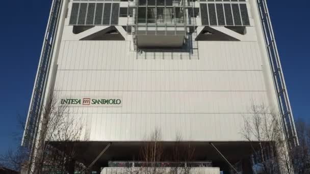 Turin Italien Januar 2020 Hochhaus Von Intesa San Paolo Entworfen — Stockvideo