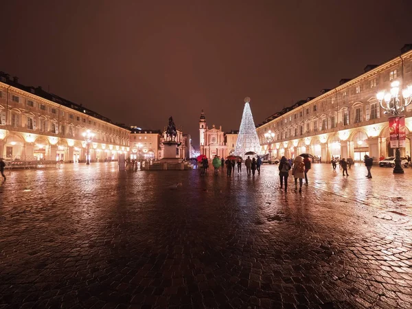 Piazza San Carlo torget i Turin — Stockfoto