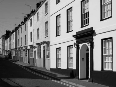 Chepstow 'daki Bridge Caddesi, siyah beyaz