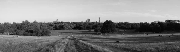 Groot panoramisch uitzicht over Londen vanaf Primrose Hill, zwart en wit — Stockfoto