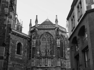 Aachen 'de Aachener Dom, siyah beyaz