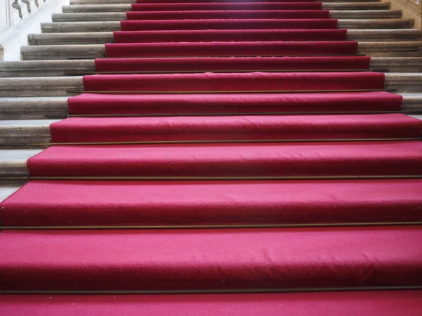Red carpet on stair — Stock Photo, Image