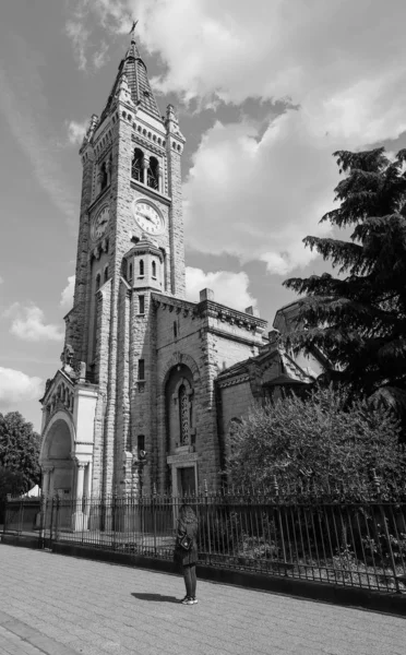 Kostel Santa Rita da Cascia v Turíně, černobílý — Stock fotografie
