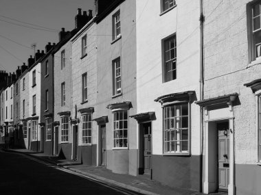 Chepstow 'daki Bridge Caddesi, siyah beyaz